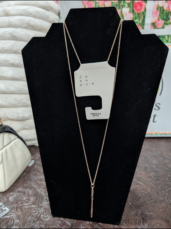 a new day Jewelry - a new day Rose Gold Slim Drop Pendant Layered Necklace